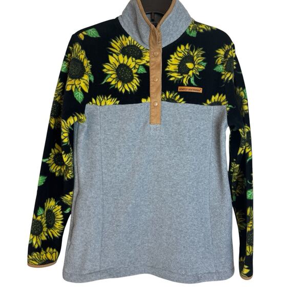 Simply Southern Sunflower Fleece Pullover Womens Size Small Pockets Martha - Picture 1 of 8